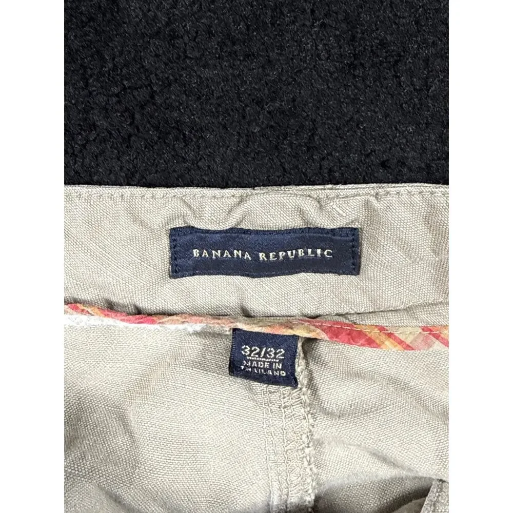 Banana Republic Pants Mens 32x32 Brown Linen Blend Cargo Utility Casual Beach